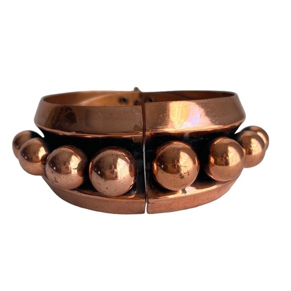 Vintage Renoir Copper Bracelet Cuff Hinged Bangle Modernist Mid Century Modern